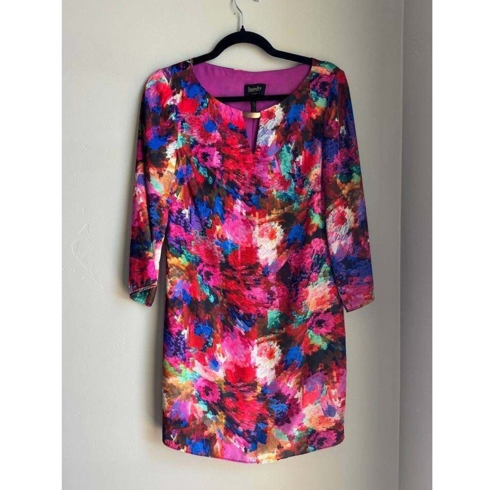 Laundry by Shelli Segal Multicolor Abstract Floral Dress Going Out 2 Wedding